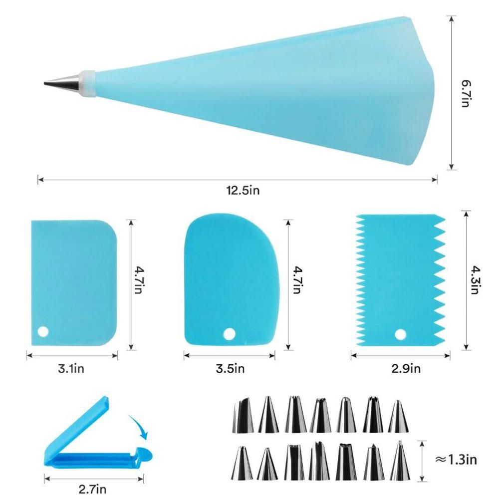 20Pcs Cake Decorating Tool Kit Baking Fondant Supplies Piping Bag Nozzles Scrapers DIY Cake Decorating Tool Set