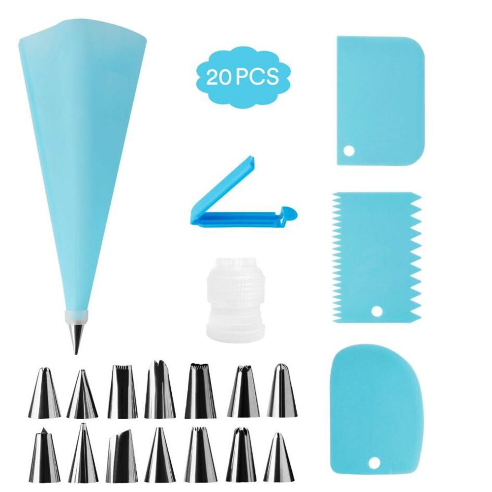 20Pcs Cake Decorating Tool Kit Baking Fondant Supplies Piping Bag Nozzles Scrapers DIY Cake Decorating Tool Set