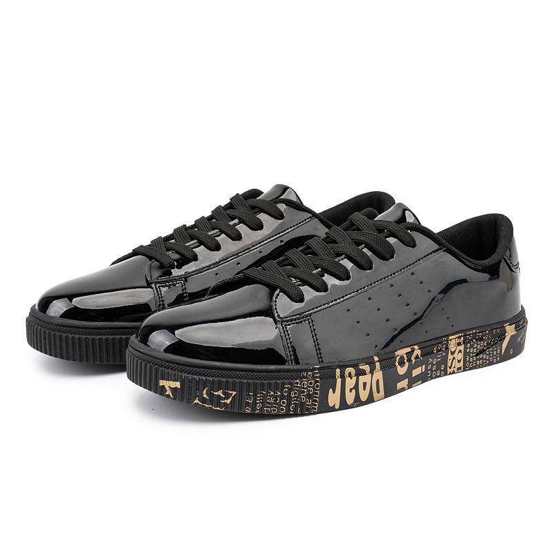 Couple's Patent Leather Bright Panel Shoes 36-47