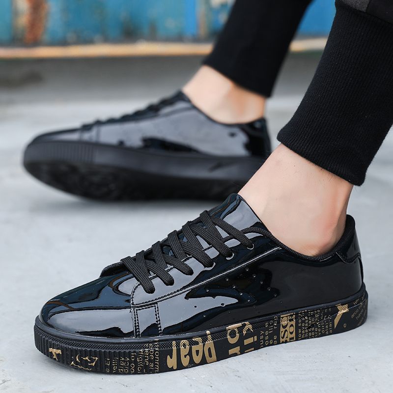 Couple's Patent Leather Bright Panel Shoes 36-47