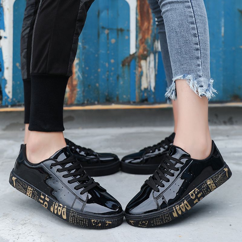 Couple's Patent Leather Bright Panel Shoes 36-47