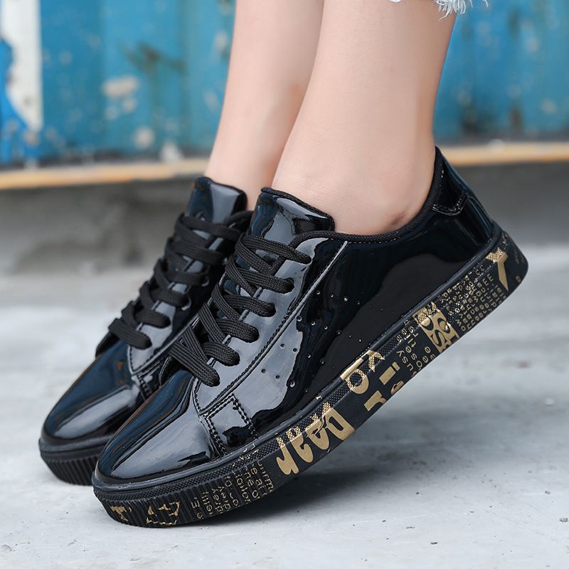 Couple's Patent Leather Bright Panel Shoes 36-47