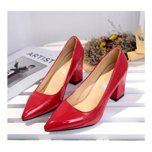 Quality Ladies High Heel Office Court Shoe-red