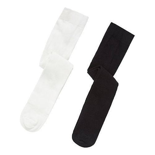 Girls Plain Tight/Pop Socks - White & Black