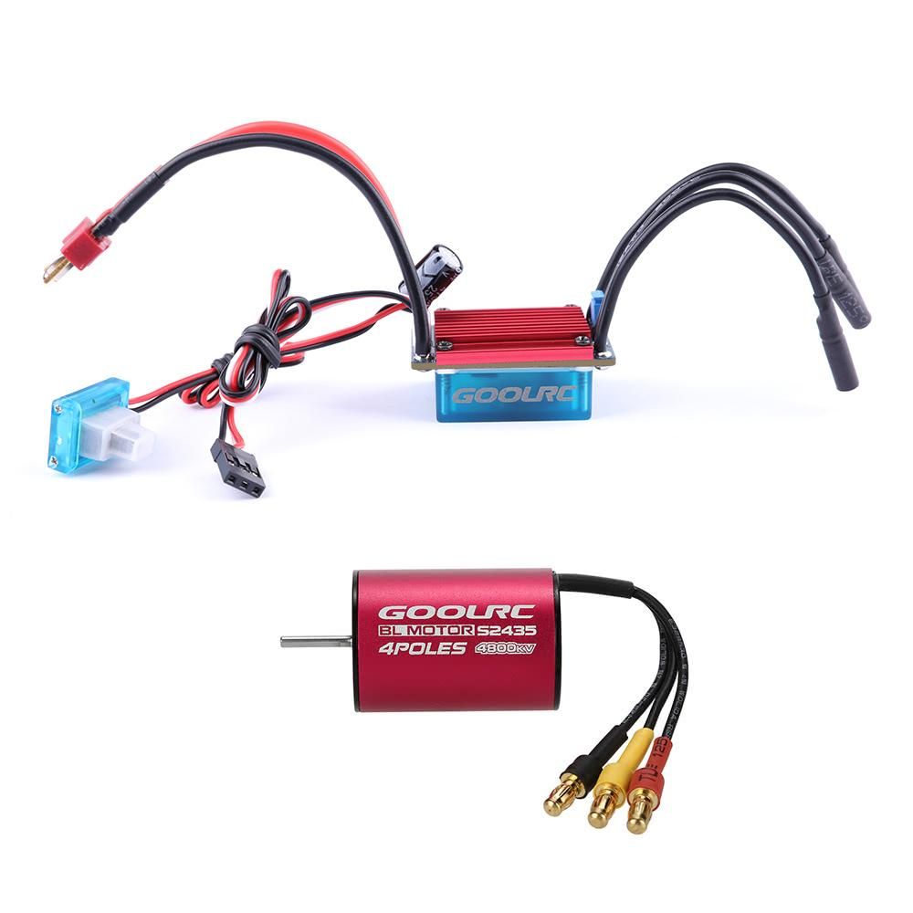 GoolRC S2435 4800KV Sensorless Brushless Motor and 25A Brushless ESC Combo Set for 1/16 1/18 RC Car Truck