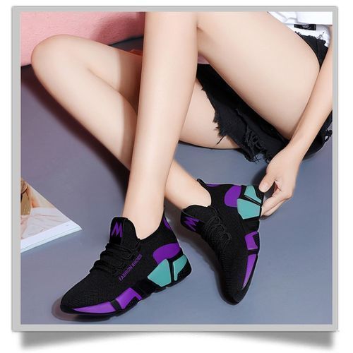 Women Sneakers Mesh Casual Walking Flat Sport Shoes-Purple