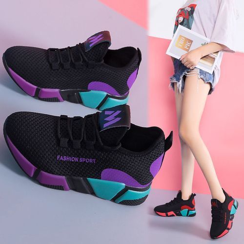 Women Sneakers Mesh Casual Walking Flat Sport Shoes-Purple