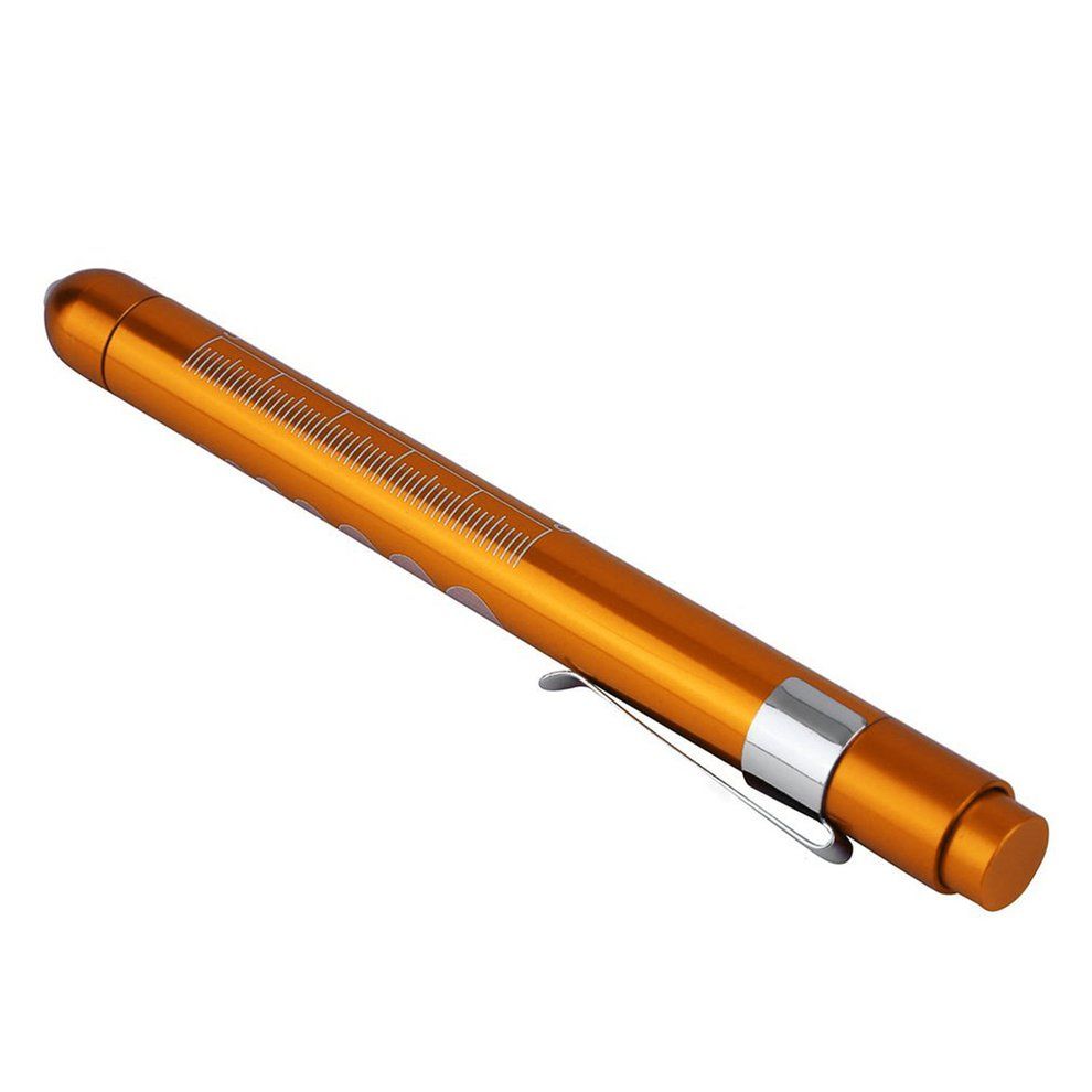 Aluminum Medical Surgical Penlight Pen Light Flashlight Torch With Scale First Aid-Yellow