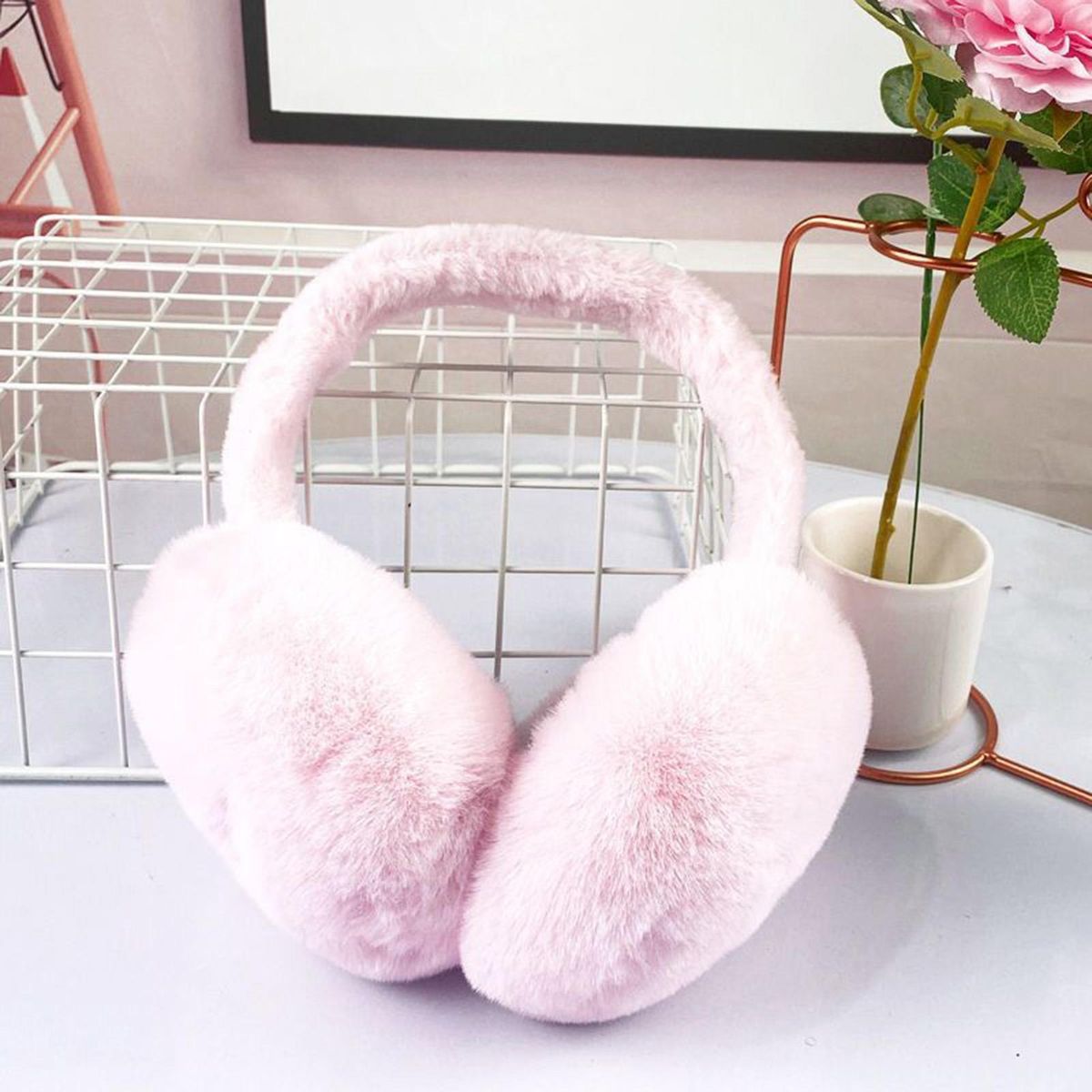 Warm Earmuffs Winter Plush Outdoor Ear Warmer Pink