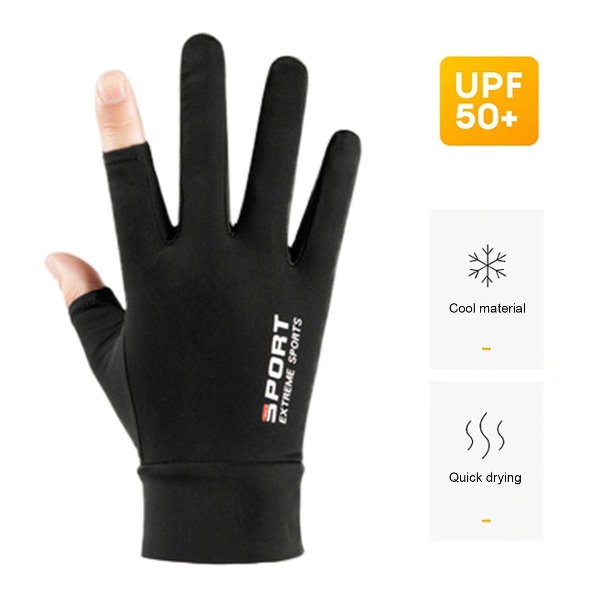 1 Pair Ice Silk Sleeves UV Protection Cool Long Arm Black