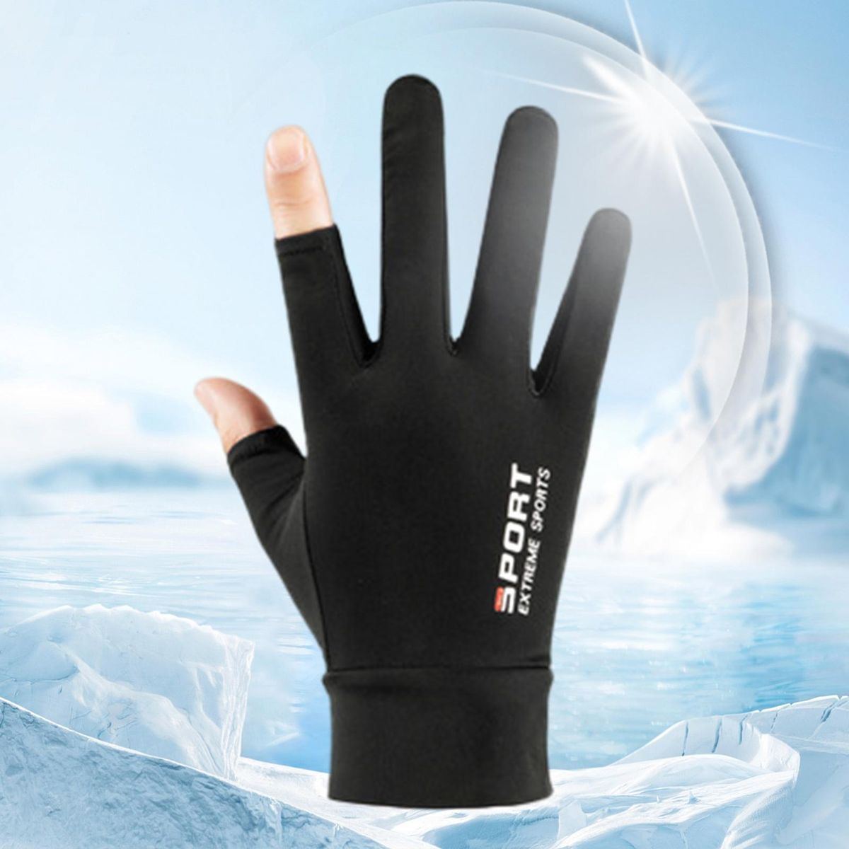 1 Pair Ice Silk Sleeves UV Protection Cool Long Arm Black
