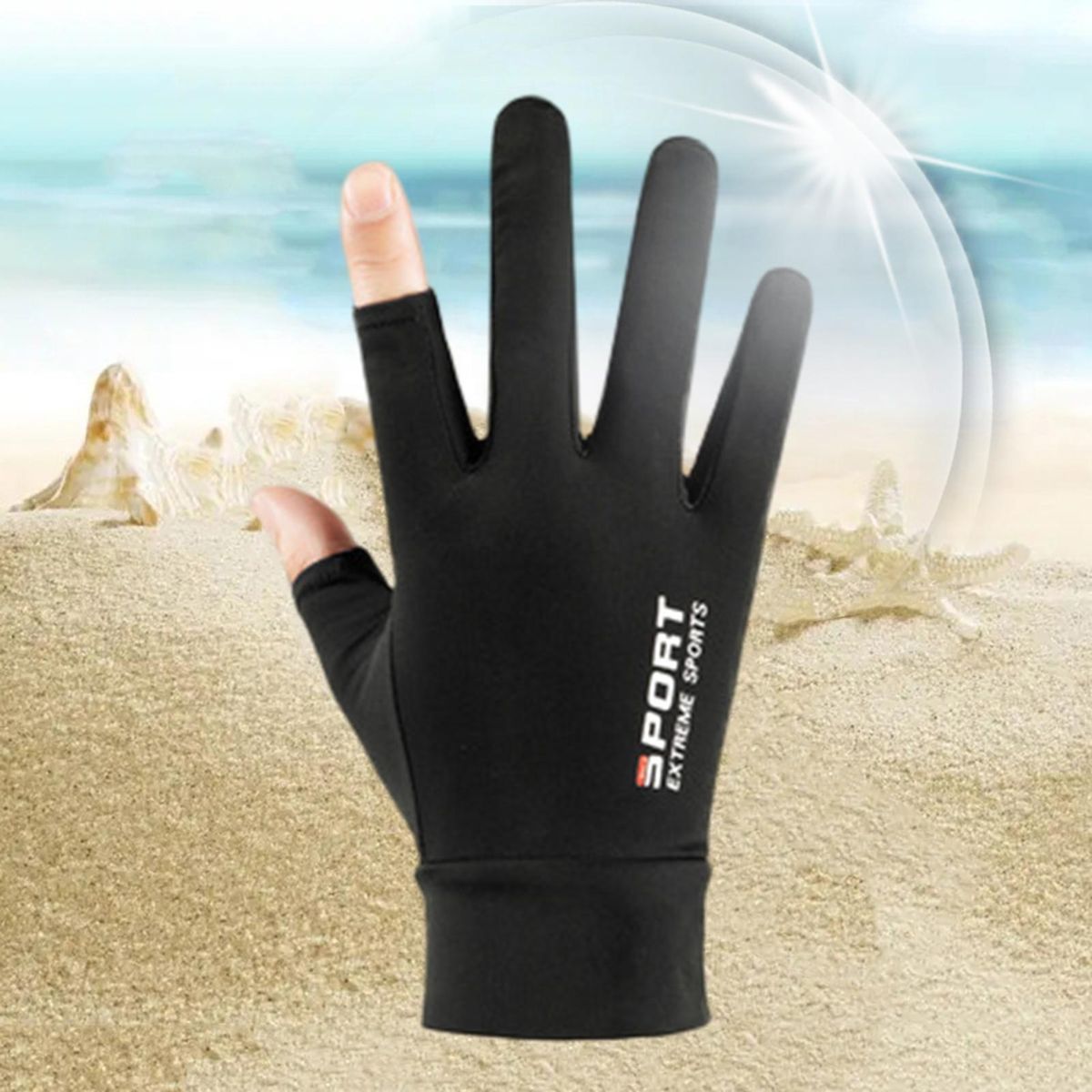 1 Pair Ice Silk Sleeves UV Protection Cool Long Arm Black