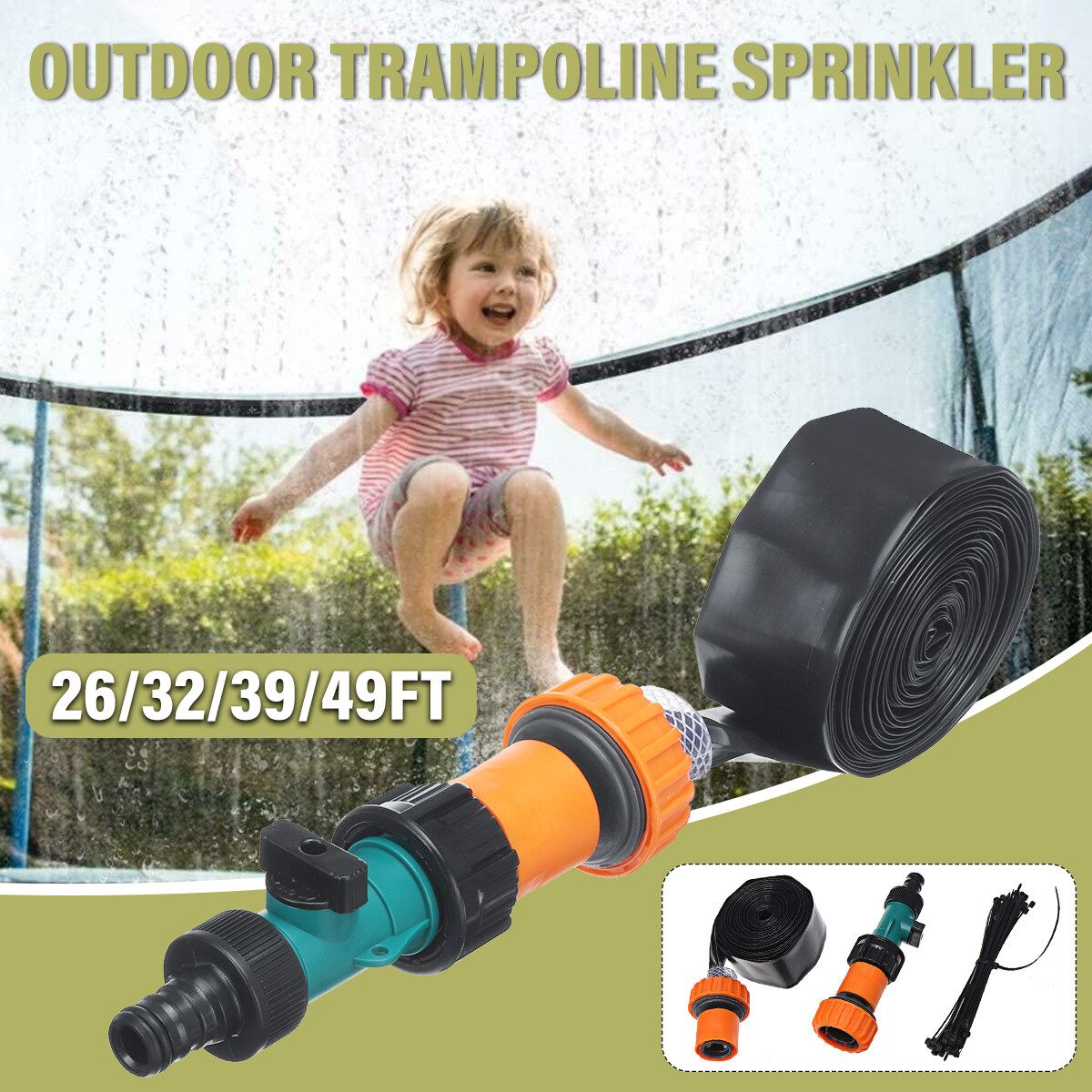 8/10/12/15m Outdoor Trampoline Sprinkler Spray Hose Kids Backyard Pool Playing 15M