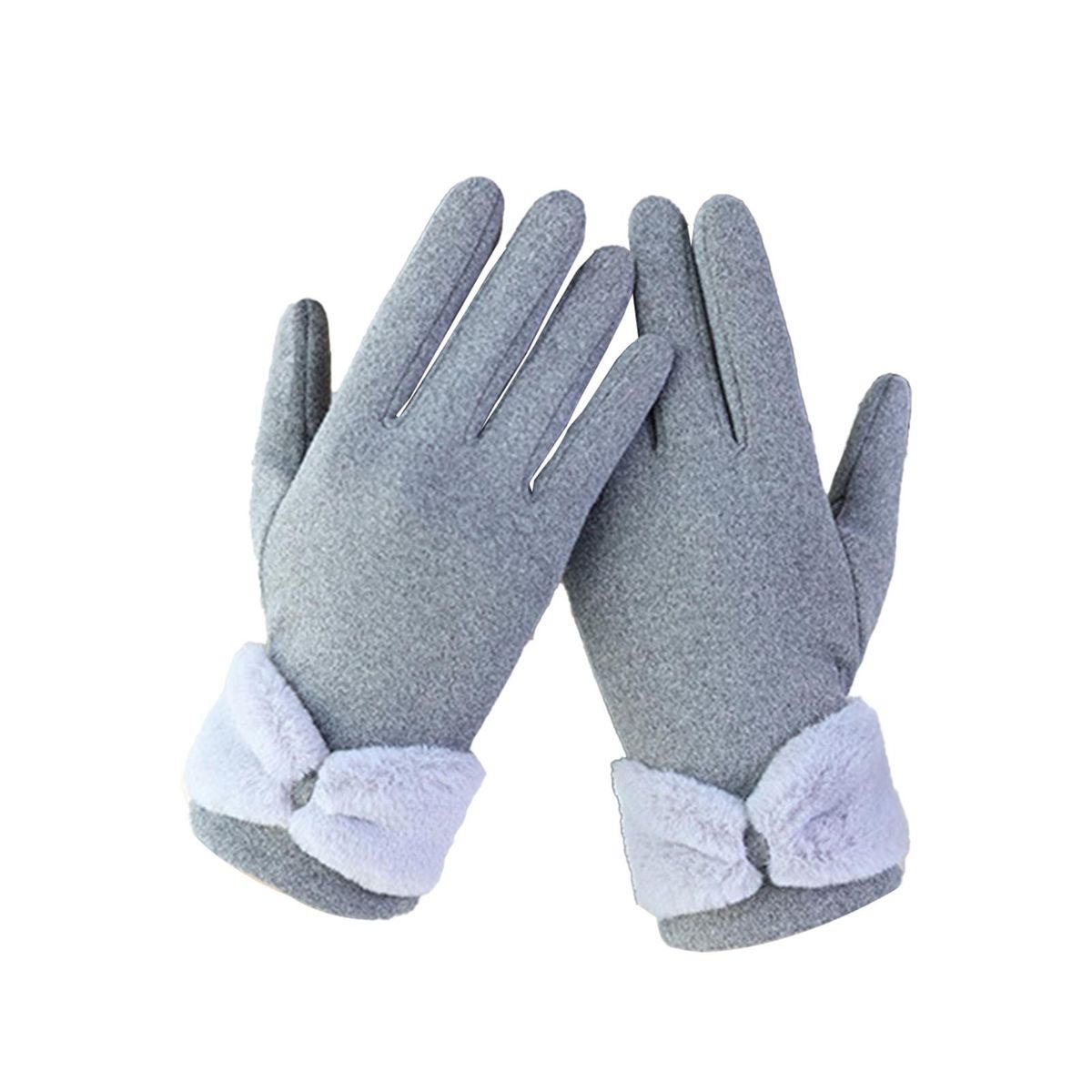1 Pair Thermal Women Winter Double-sided Fleece Hand Protector Grey