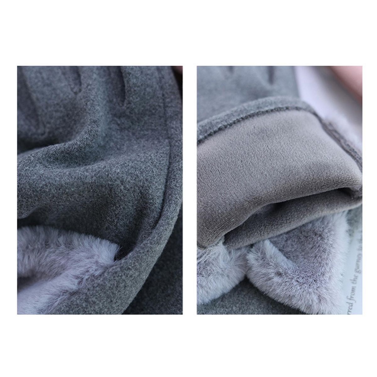 1 Pair Thermal Women Winter Double-sided Fleece Hand Protector Grey