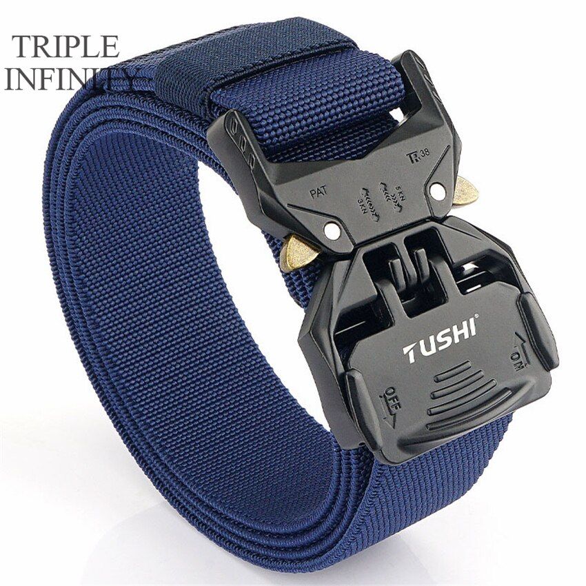 Design Quick Release Elastic Belt Hard Alloy Buckle Outdoor Sport Belt For Man Tactical S Hunting Accessories Man Gift-Coffee Belt Set