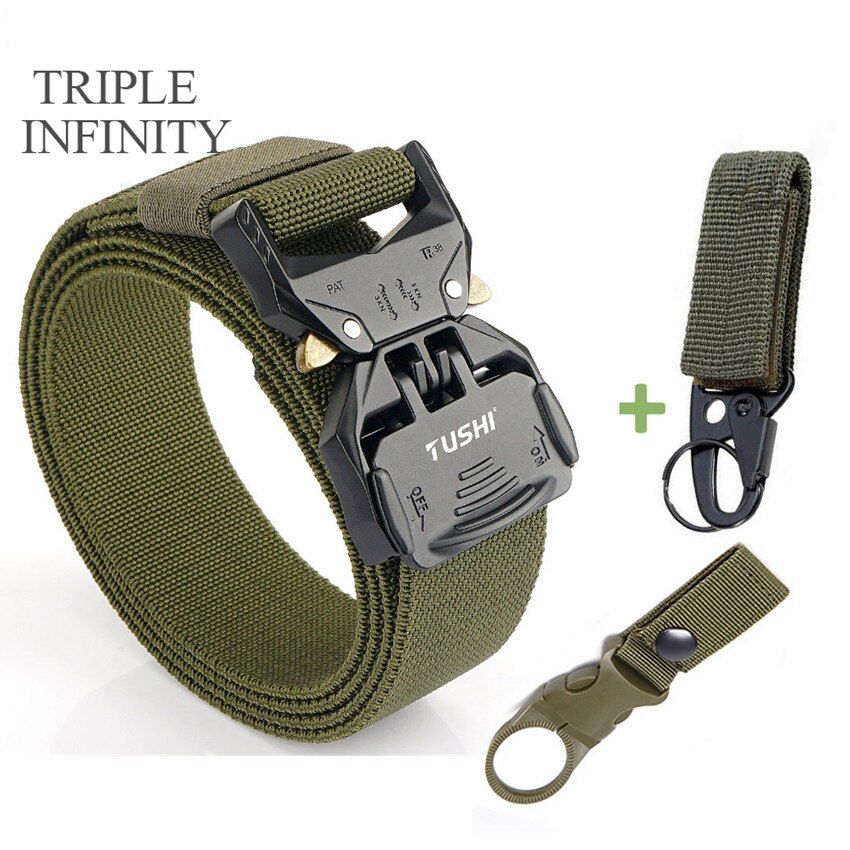 Design Quick Release Elastic Belt Hard Alloy Buckle Outdoor Sport Belt For Man Tactical S Hunting Accessories Man Gift-Coffee Belt Set