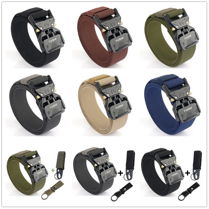 Design Quick Release Elastic Belt Hard Alloy Buckle Outdoor Sport Belt For Man Tactical S Hunting Accessories Man Gift-Coffee Belt Set