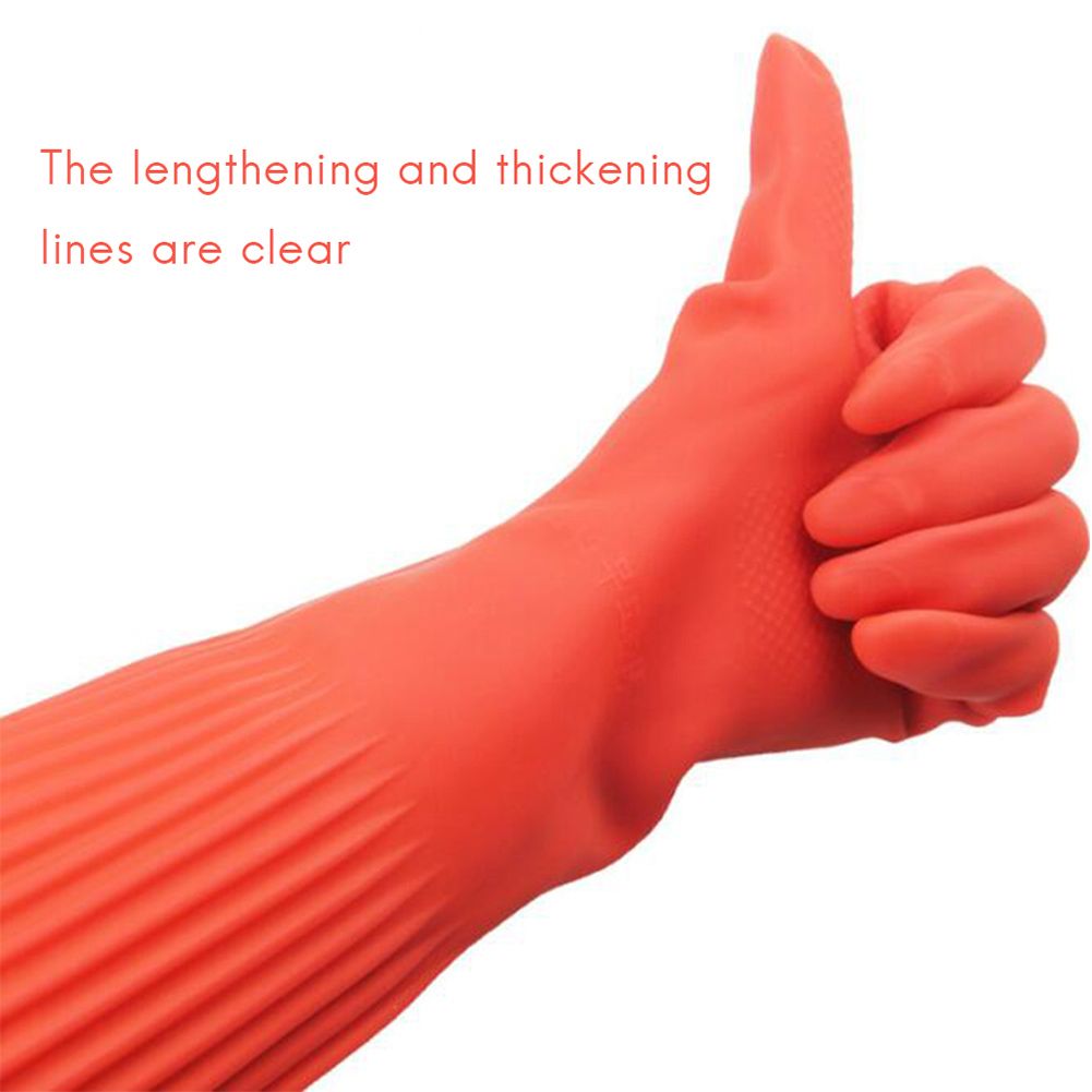 55cm Kitchen Dish Washing Waterproof Non Slip Long Sleeve Latex Cleaning Gloves
