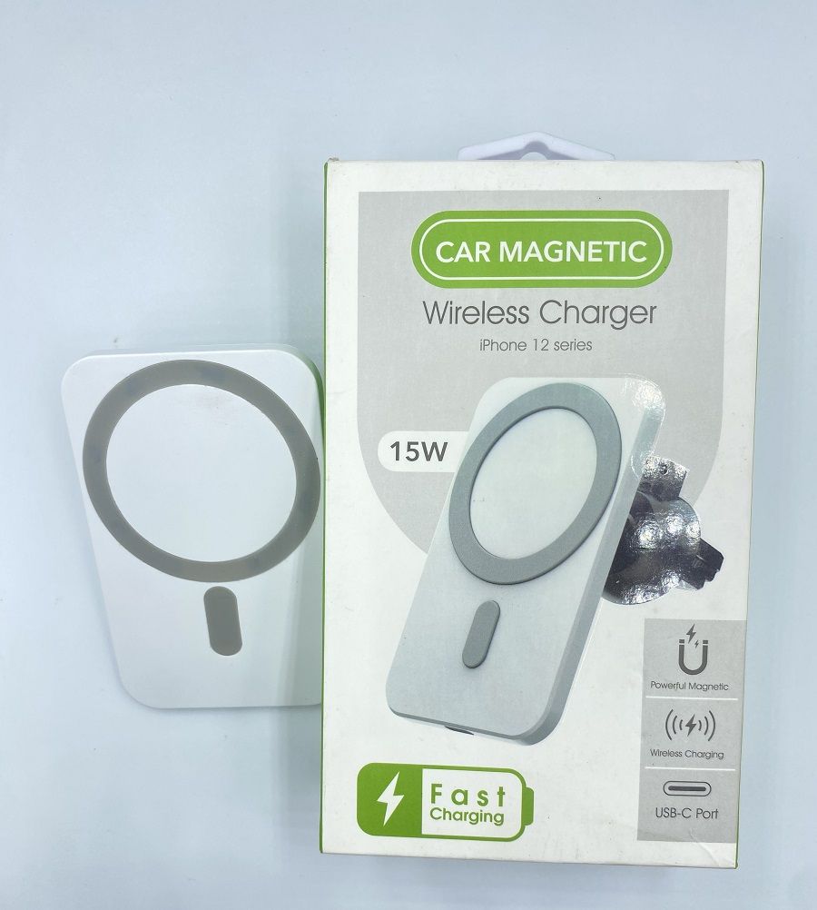 15w Safe Car Magnetic Wireless Charger White
