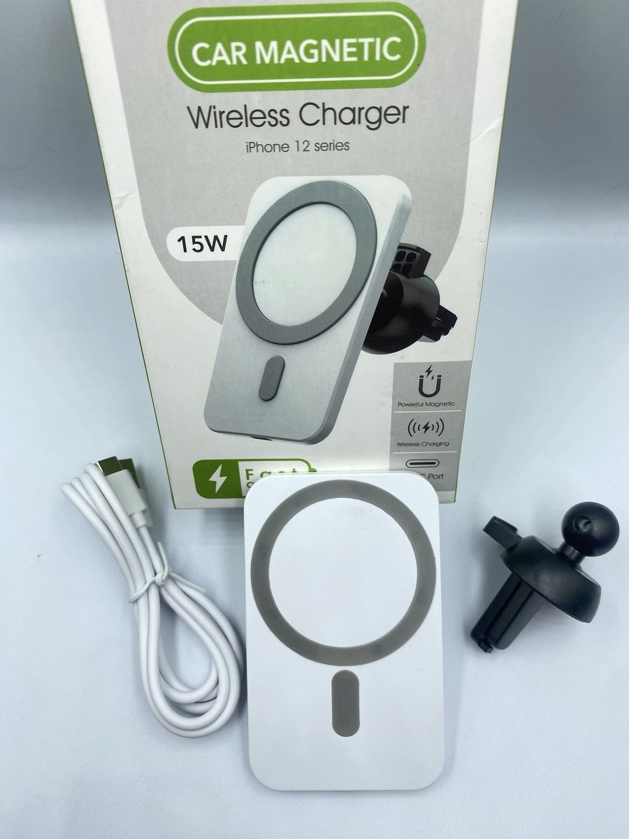 15w Safe Car Magnetic Wireless Charger White