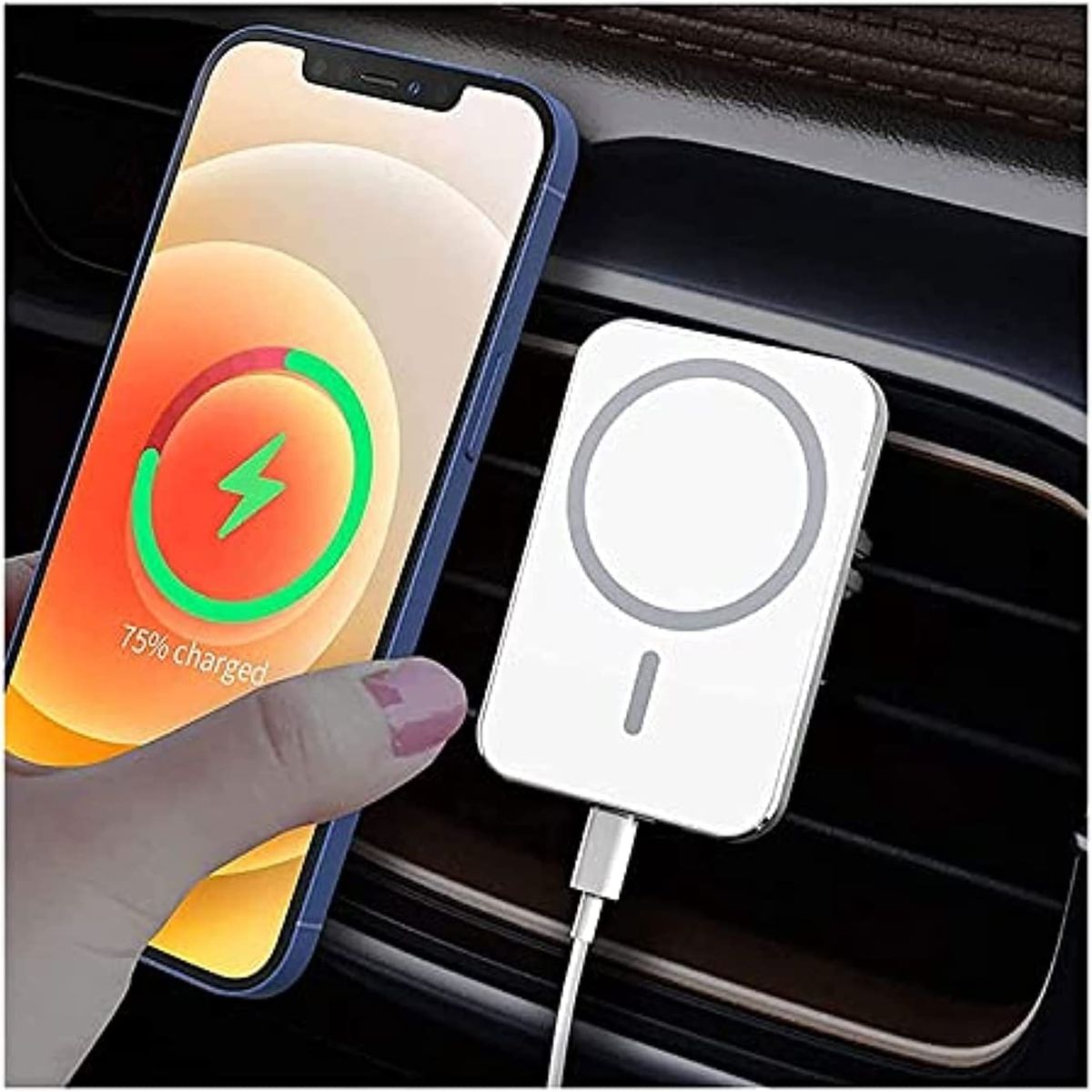 15w Safe Car Magnetic Wireless Charger White