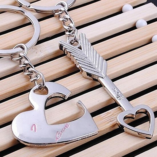 2Pcs/Set Fashion Love You Heart Arrow Couple Keychain Car-
