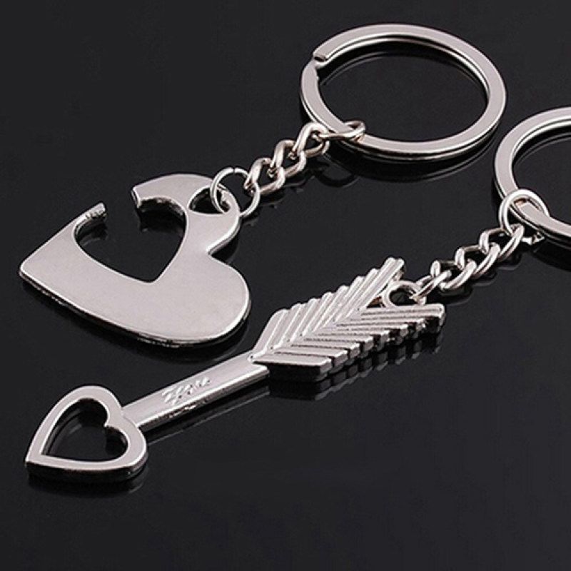 2Pcs/Set Fashion Love You Heart Arrow Couple Keychain Car-