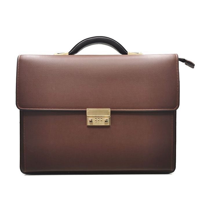 Genuine Leather Men's Passcode Briefcase Anti-theft