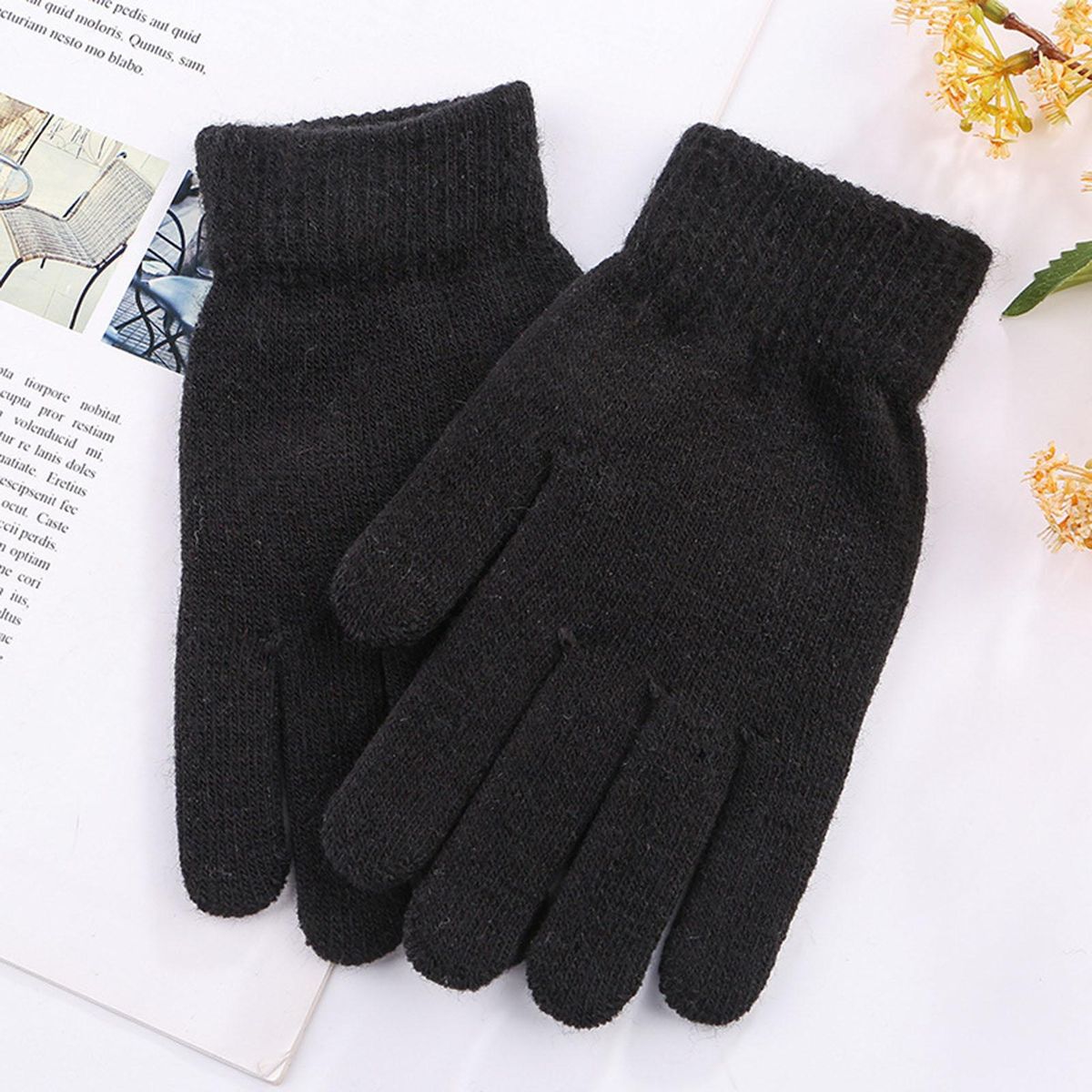 1 Pair Men Cold-proof Cycling Black