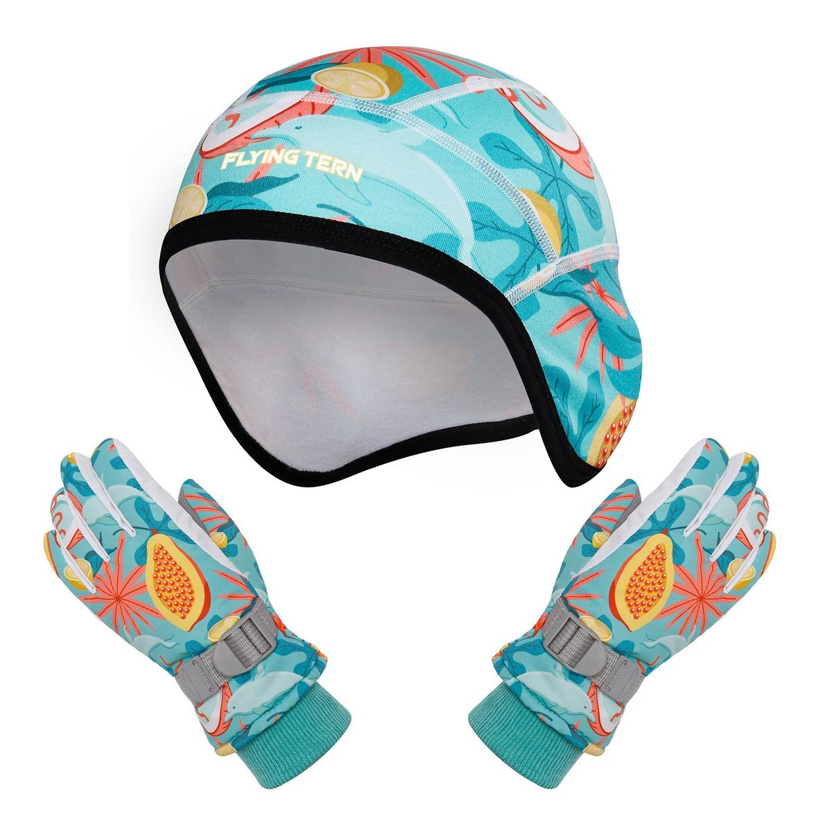 Winter Warm Beanie Hat and Gloves 2 Piece Set for Kids Windproof Ski Beanie Cap with Mittens for Cold Weather Skiing Skating
