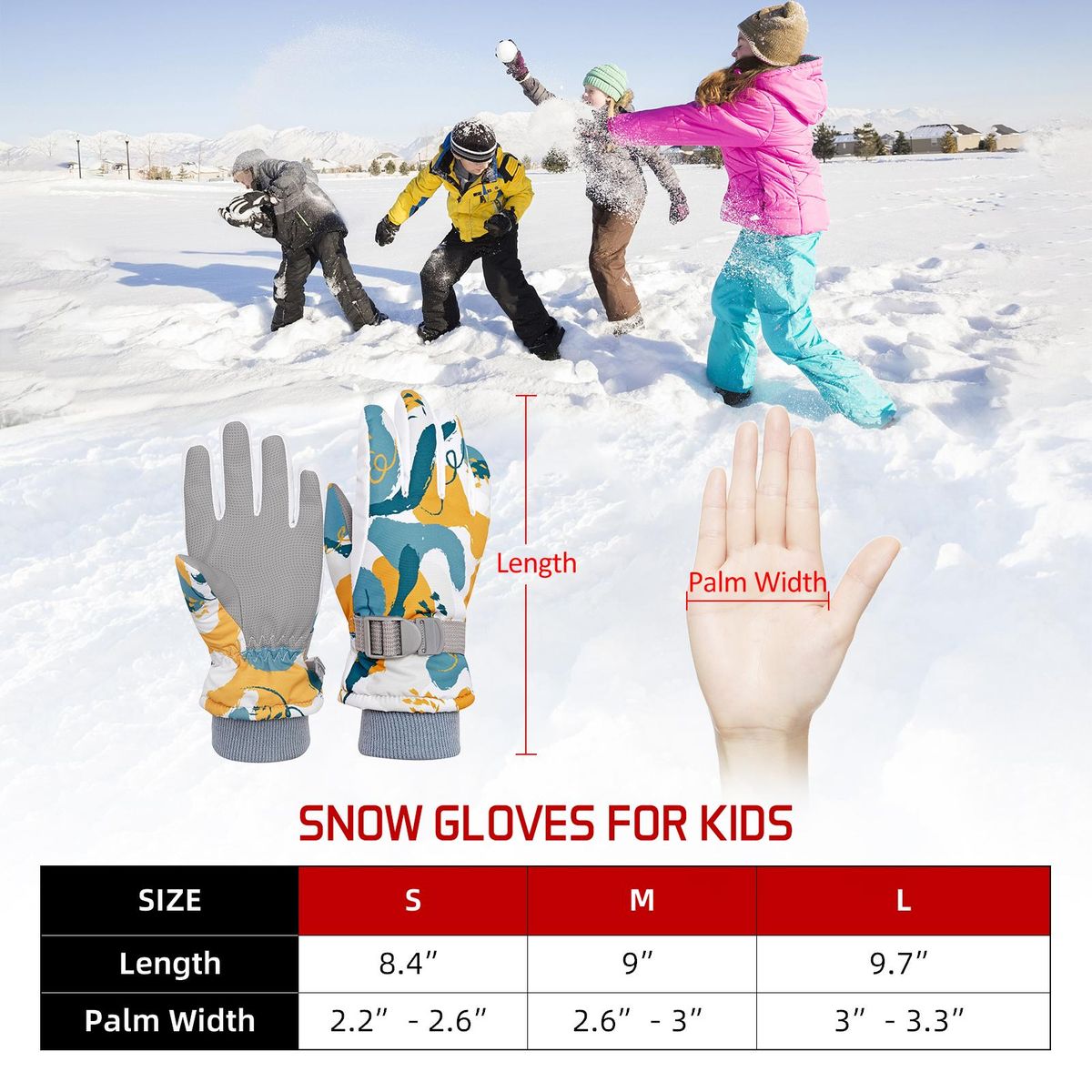 Winter Warm Beanie Hat and Gloves 2 Piece Set for Kids Windproof Ski Beanie Cap with Mittens for Cold Weather Skiing Skating