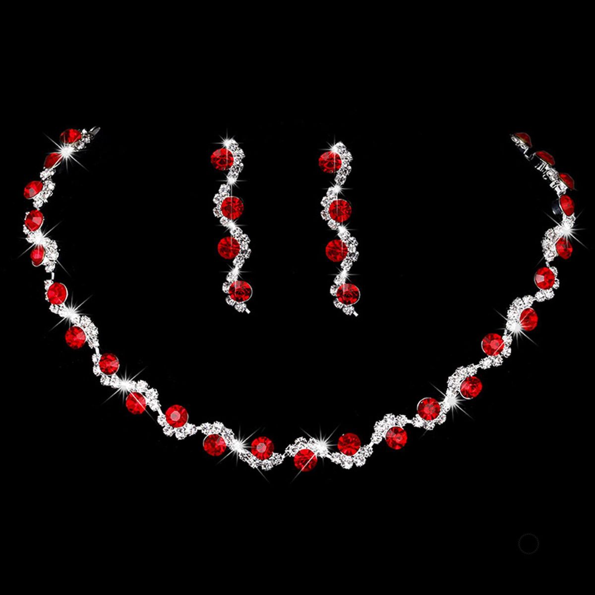 Bride Rhinestone Necklace And Earring Set Stylish Charming