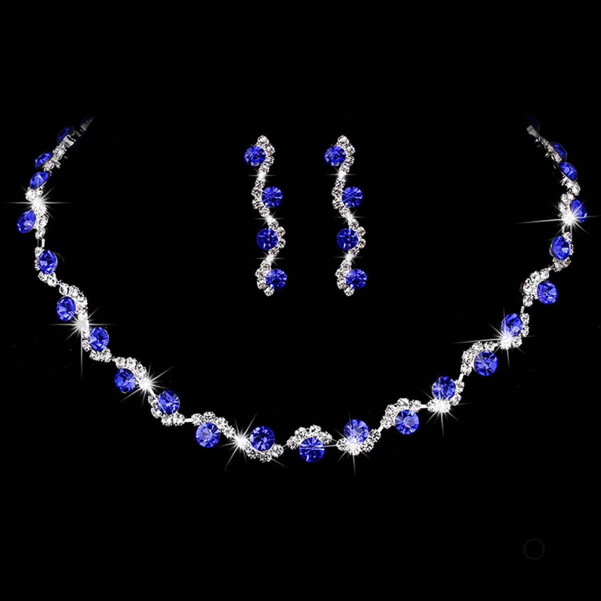 Bride Rhinestone Necklace And Earring Set Stylish Charming