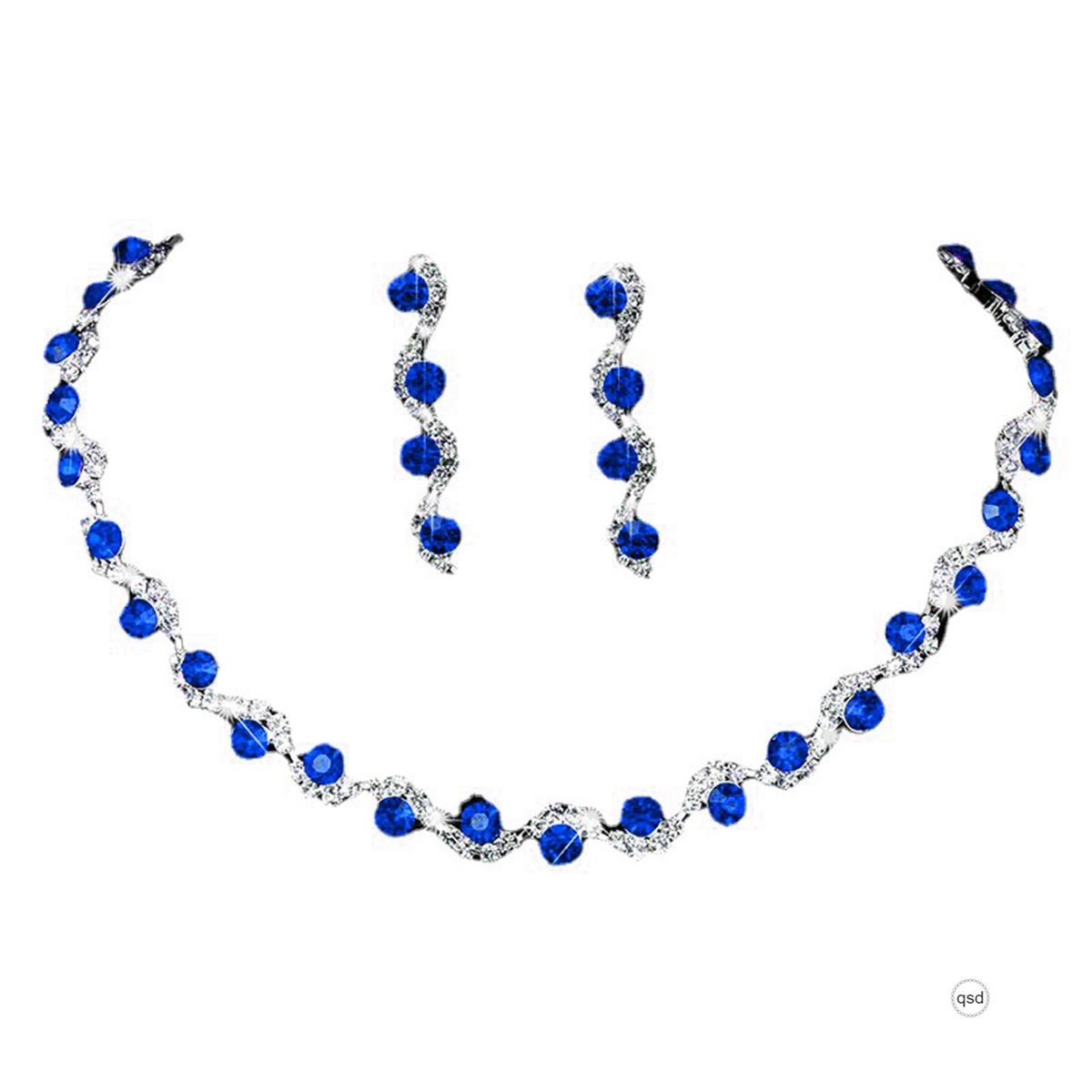Bride Rhinestone Necklace And Earring Set Stylish Charming