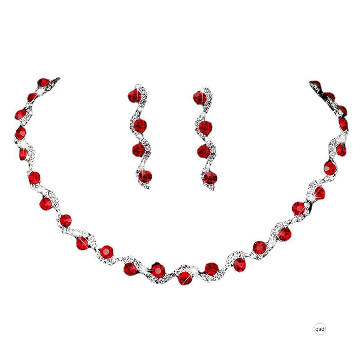 Bride Rhinestone Necklace And Earring Set Stylish Charming