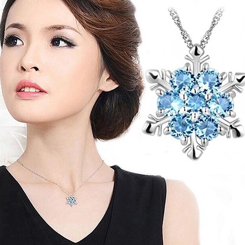 Women's Fashion Silver Plated Dazzing Snowflake Blue-
