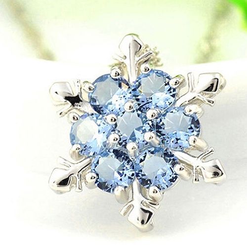 Women's Fashion Silver Plated Dazzing Snowflake Blue-