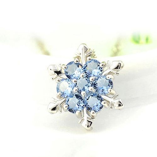 Women's Fashion Silver Plated Dazzing Snowflake Blue-