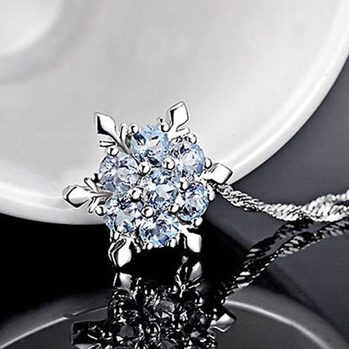 Women's Fashion Silver Plated Dazzing Snowflake Blue-
