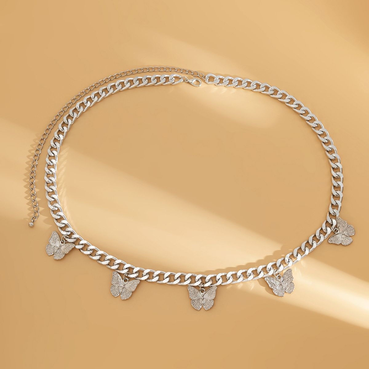 Butterfly Waist Chain Butterfly Pendant Body Chain Silver