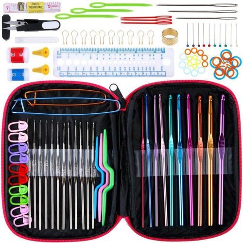 100Pcs/Set Crochet Hooks Knitting Sewing Tools Full Set Knit Stitch Holders Crocheting Tools