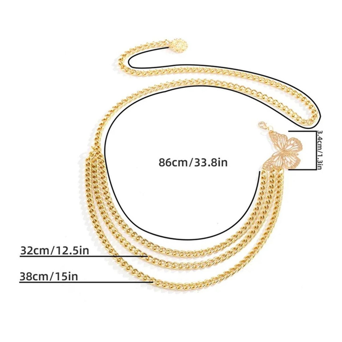 Belly Chain Metal Butterfly Waist Chain Silver