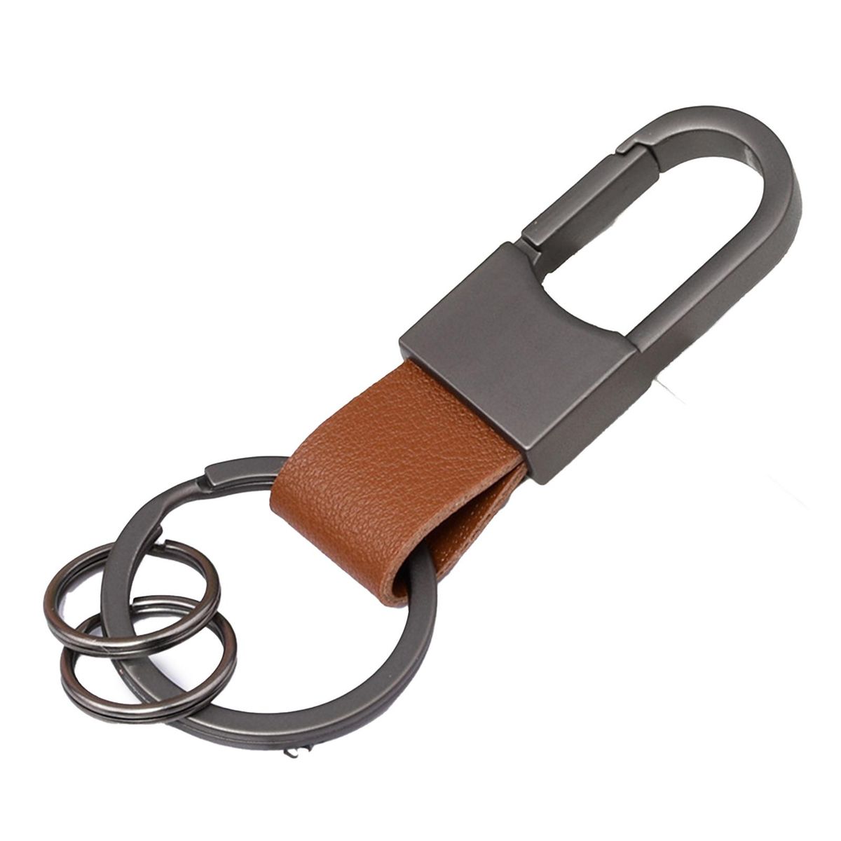 Key Pendant Faux Leather Car Keyring Holder Charm Brown