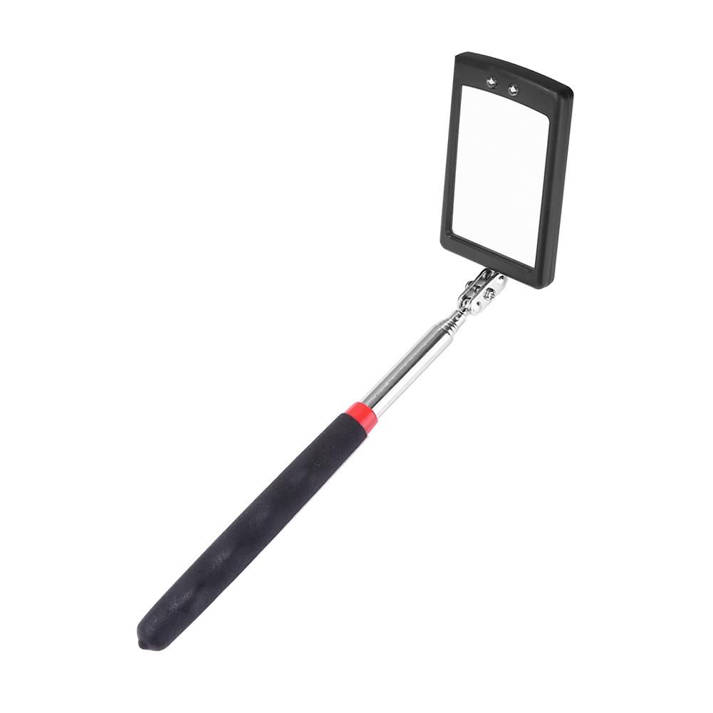 Portable Car Telescoping  Mirror With LED Light Adjustable 360 Degree Swivel Viewing Car Chassis For Automotive Repair-Square With Light