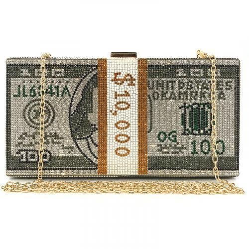Diamond Stoned Glittery Clutch Purse  - Grey