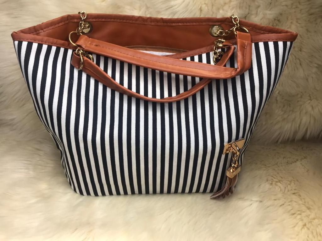 Fashion Stripe Blue And White Hand Bag