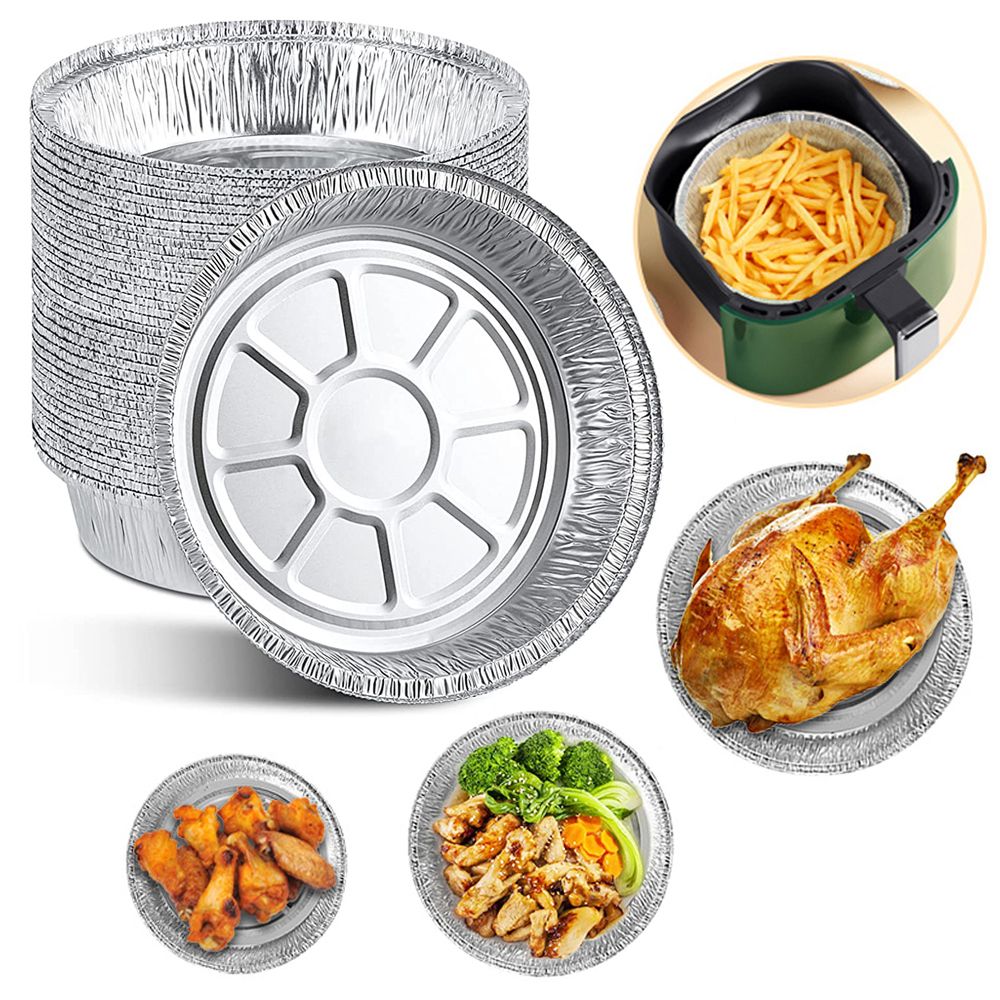 20PCS 8 Inch Disposable Aluminum Foil Plates Round Tin Foil