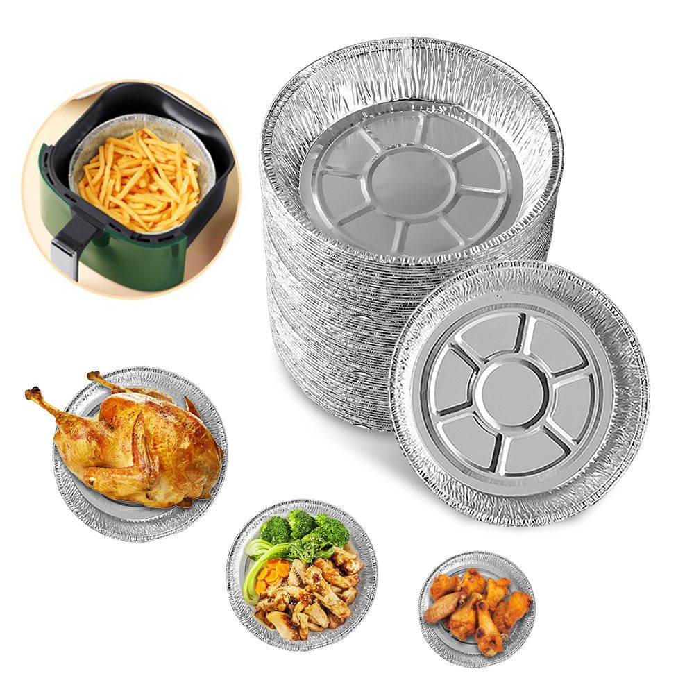 20PCS 8 Inch Disposable Aluminum Foil Plates Round Tin Foil