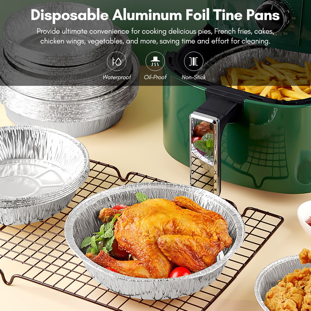 20PCS 8 Inch Disposable Aluminum Foil Plates Round Tin Foil